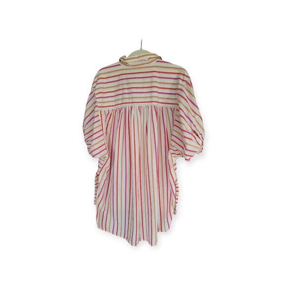 Anthropologie Pilcro red white pink oversized striped buttondown shirt size S - Picture 6 of 13